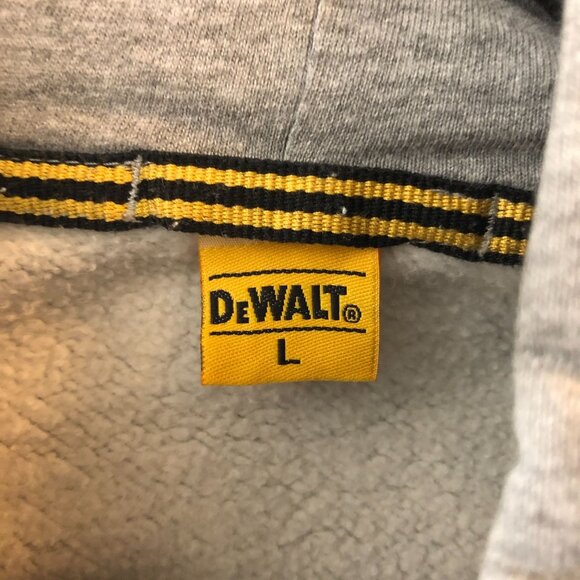 DeWalt Mens Heavy-Duty Gray Hoodie Logo Cotton Blend Fleece Lining L - Picture 5 of 6